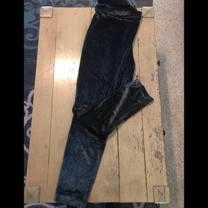 XL dark green crushed velvet leggings - LOFT